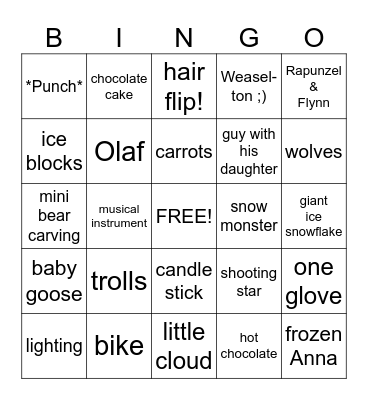 Frozen Bingo Card