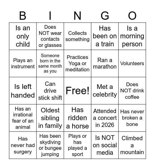 Resident Meet & Greet Bingo Card