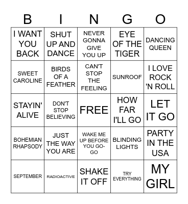 Music Bingo 2026 Bingo Card
