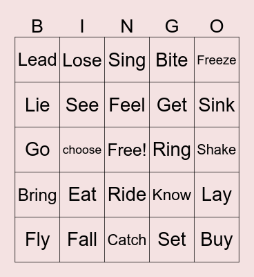Irregular verbs Bingo Card