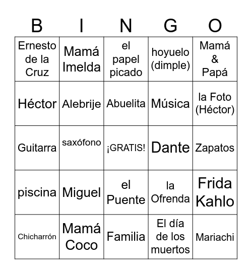 Coco Bingo Card