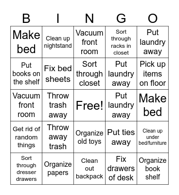 SUMMER CLEANING Bingo Card