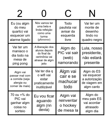 20ª Cerimônia Nacional da OBMEP Bingo Card