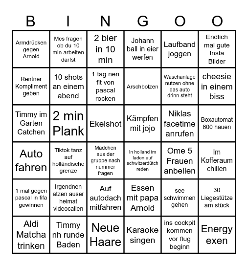 Arturo Bingo Card