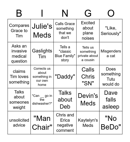 Blue Visit Bingo Card