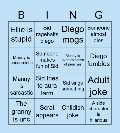 Ice Age 4: Continental Dift Bingo Card