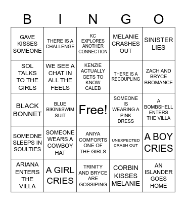 LOVE ISLAND BINGO Card