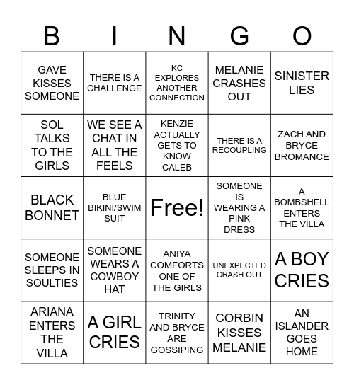LOVE ISLAND BINGO Card