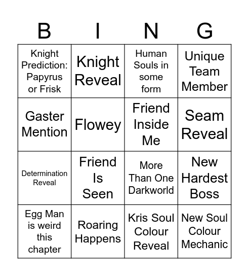 DELTARUNE CHAPTER 5 Bingo Card