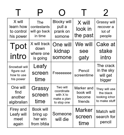 Tpot 23 Bingo Card