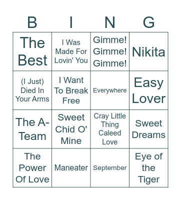 Bingo Musical Bingo Card
