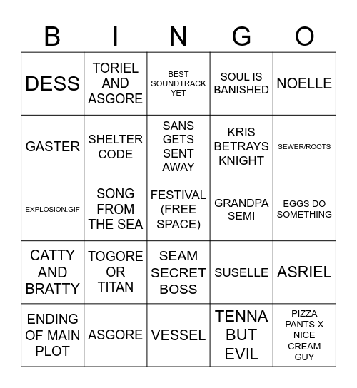 MY DELTARUNE BINGO Card