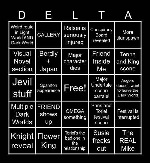Deltarune CH5 Bingo Card