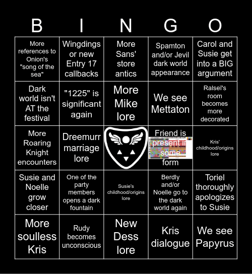 Deltarune Chapter 5 Bingo Card