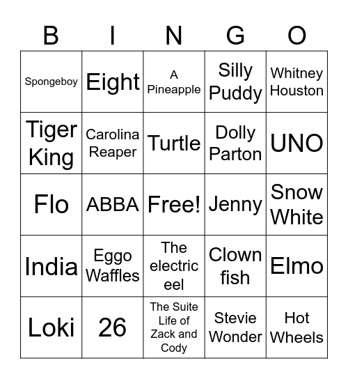 Trivia BINGO Card