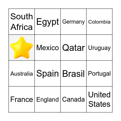 BINGO COUNTRIES Bingo Card