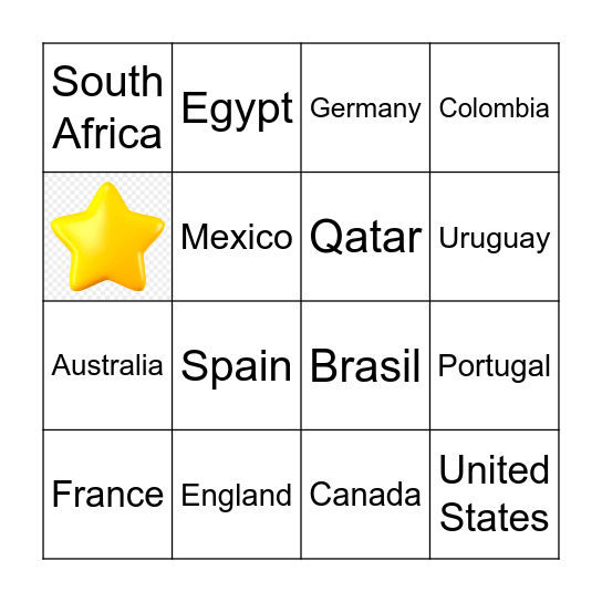 BINGO COUNTRIES Bingo Card