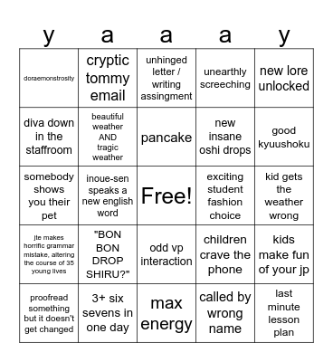 win bingo by End Of Tuesday Bingo Card