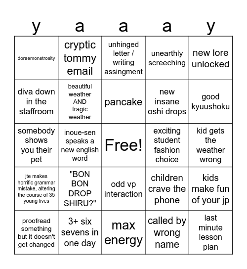 win bingo by End Of Tuesday Bingo Card