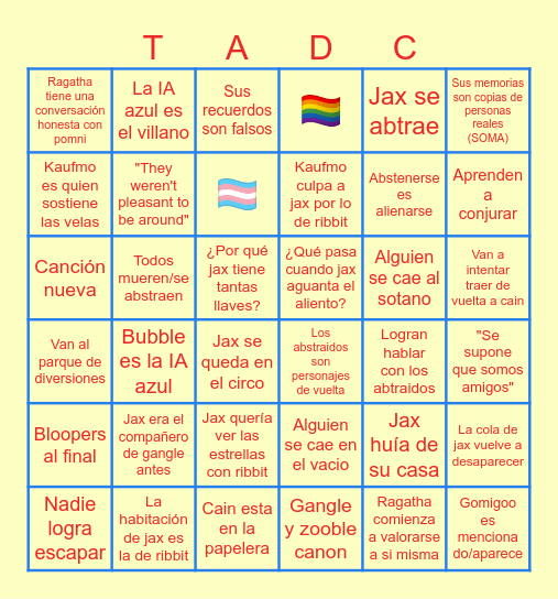 TADC Bingo Card
