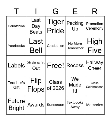 Crossing the Finish Line! Bingo Card
