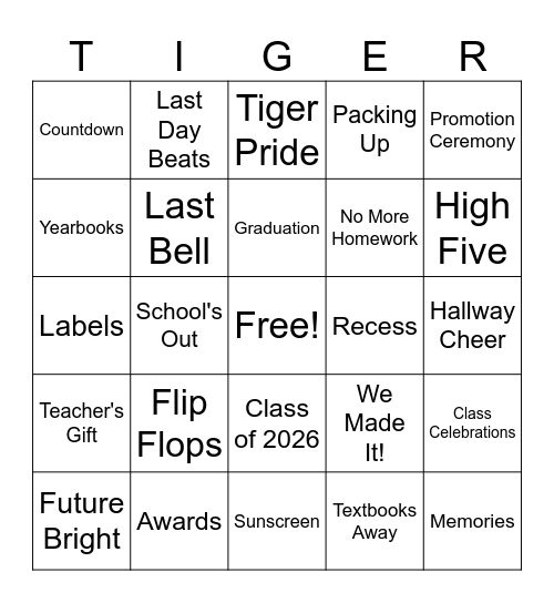Crossing the Finish Line! Bingo Card