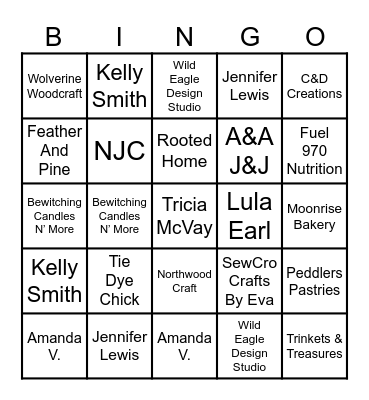 Finders Keepers Vendor BINGO Card