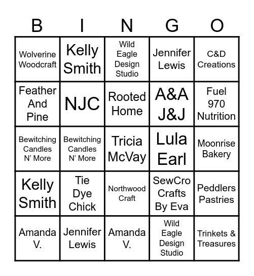 Finders Keepers Vendor BINGO Card