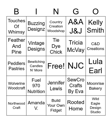 Finders Keepers Outdoor Markets Bingo Card