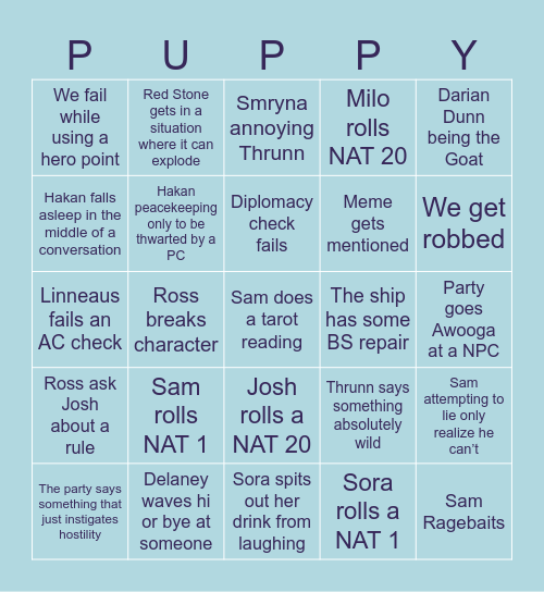 Isle of Dogs Bingo Card