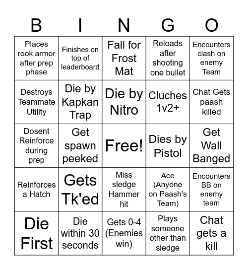 Paash's R6 Bingo party Bingo Card