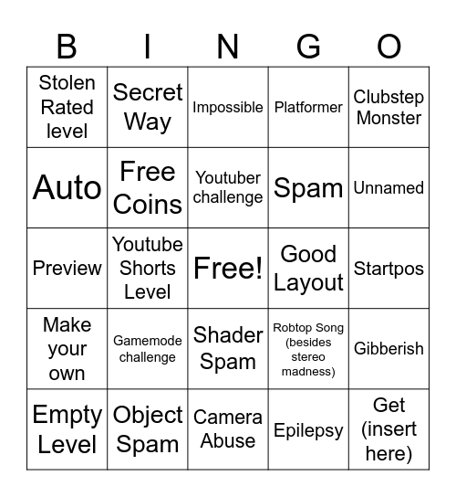 recent tab bingo Card