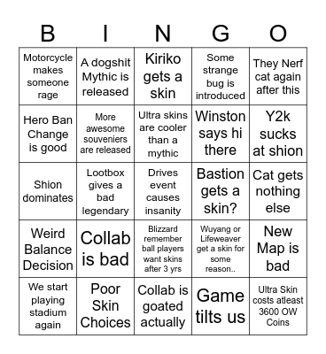 Overwatch Season 3 Bingo Card