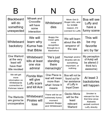 Marineford Bingo Card