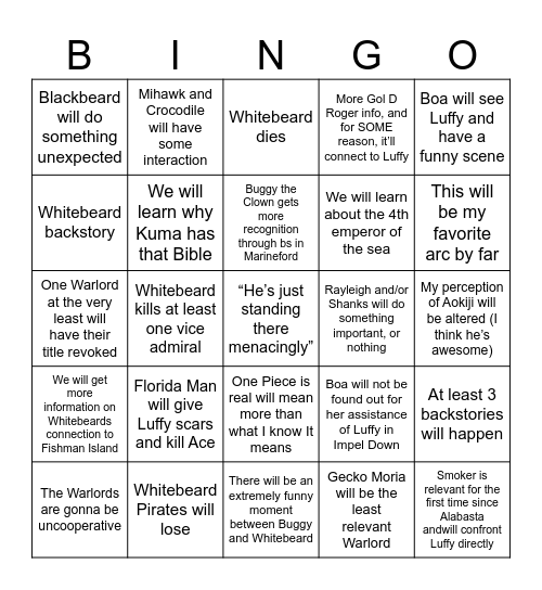 Marineford Bingo Card