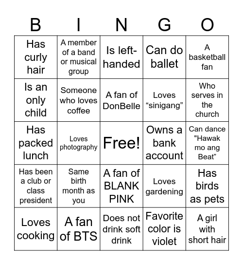 Untitled Bingo Card