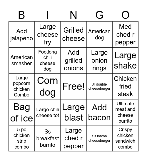 Sonic bingo Card