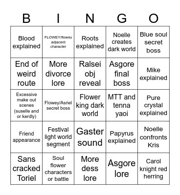DELTARUNE CH5 PREDICTIONS Bingo Card