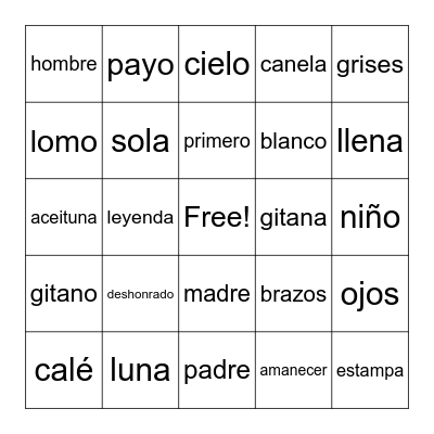 Hijo de la luna Bingo Card