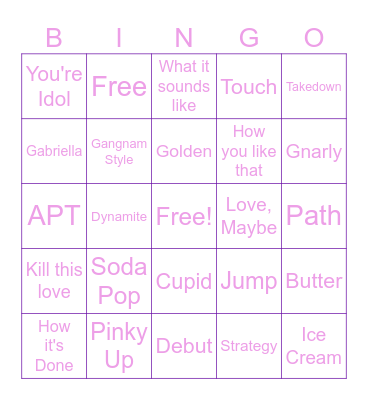 KPOP Music Bingo Card