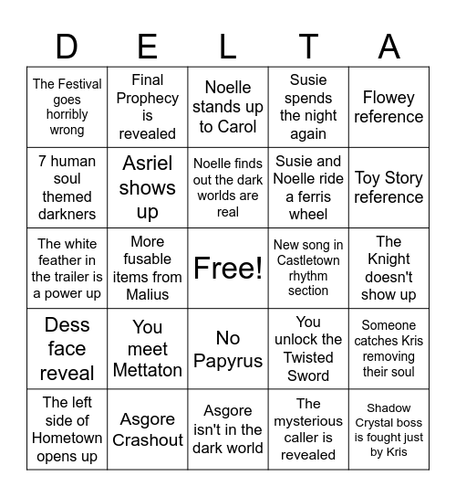 DELTARUNE CH 5 Bingo Card