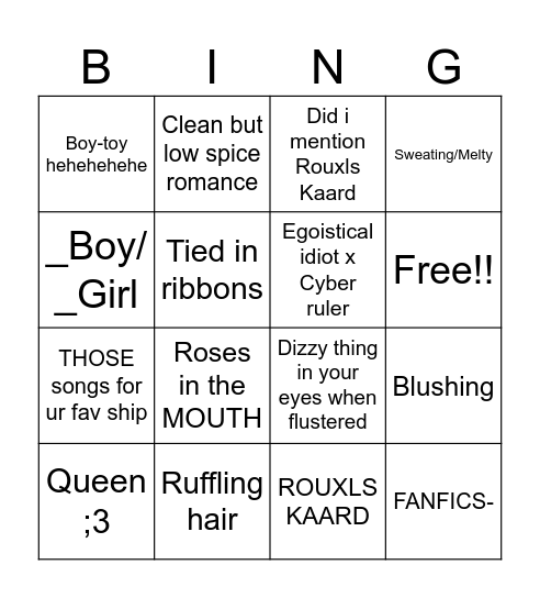 My kinky stuff Bingo Card
