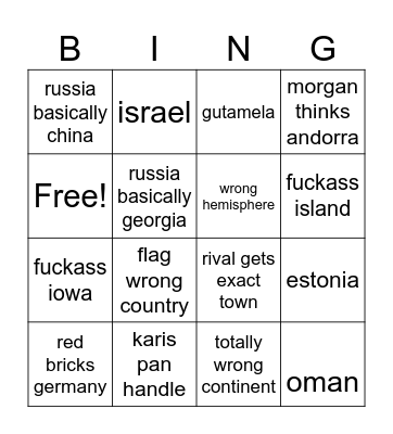 geogeussr Bingo Card