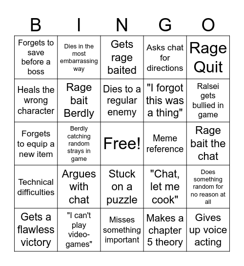WingSky Chapter 2 BINGO Card