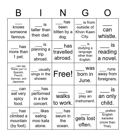 Avani Hotel Bingo Card