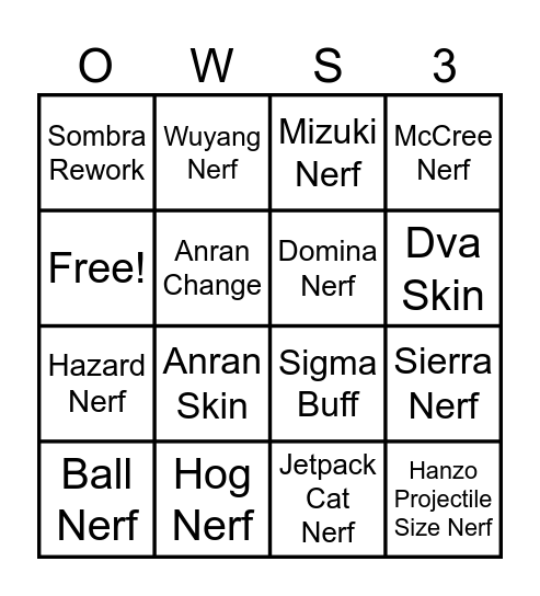 OW: Season 3 (genji/mauga mythic midseason) Bingo Card