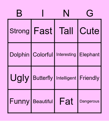 Ask and answer about animals Bingo Card