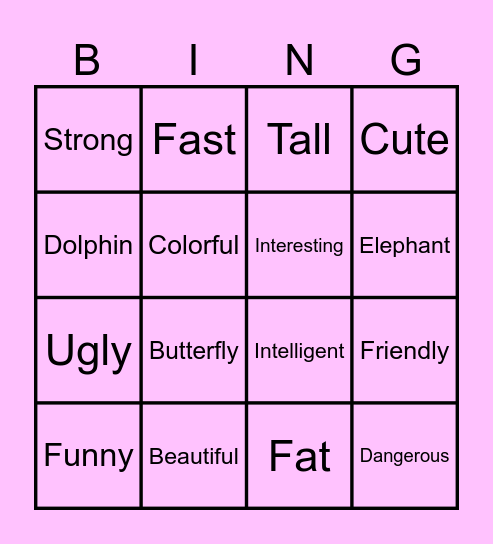 Ask and answer about animals Bingo Card