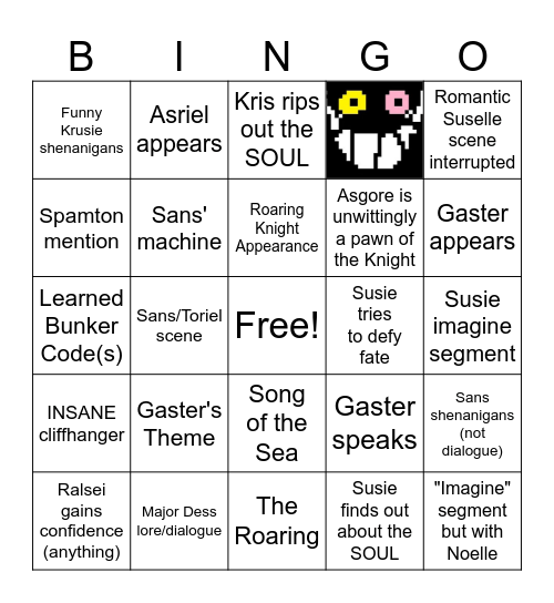 Deltarune Bingo Card