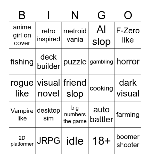 STEAM NEXT FEST Bingo Card